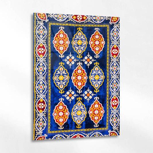 Derin Mavi Geleneksel Anadolu Kilim Cam Tablo