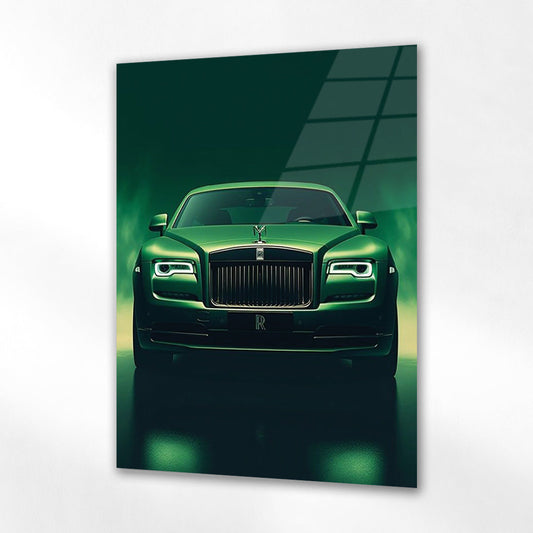Rolls-Royce Cam Tablo – Yeşil Lüks Otomobil Ön Görünüm