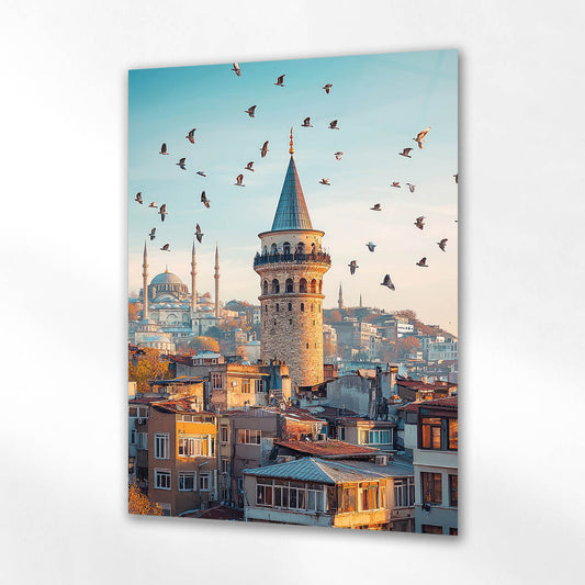 Galata Kulesi Manzarası İstanbul Cam Tablo