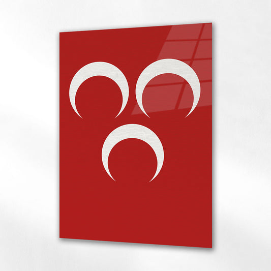 Üç Hilal Osmanlı Milli Sembol Cam Tablo