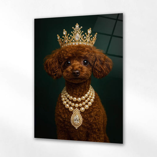 Kraliyet Poodle İnci Kolye Cam Tablo