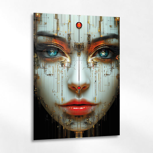 Dijital Kadın Yüzü Cam Tablo
