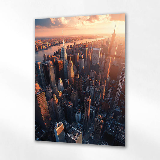 New York Gün Batımı Manhattan Cam Tablo