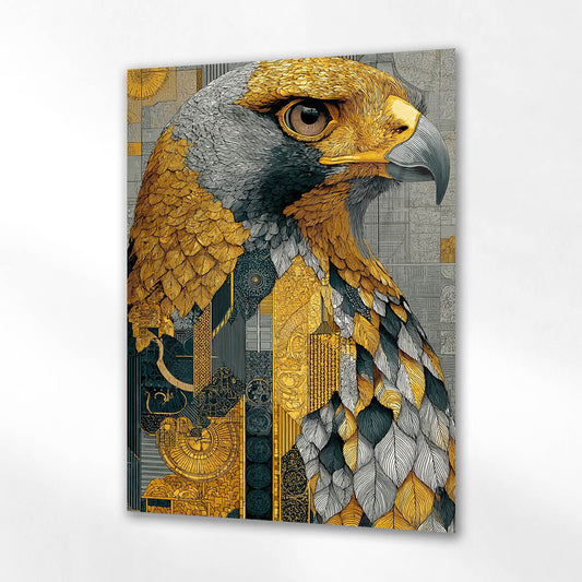 Modern Mozaik Kartal İllüstrasyon Cam Tablo
