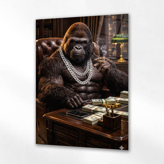 Zincirli Goril Lüks Ofis Cam Tablo