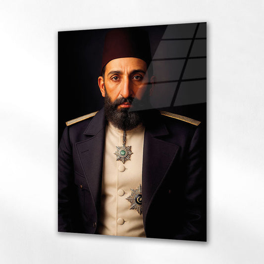 Sultan Abdülhamid Han Tarihi Portre Cam Tablo
