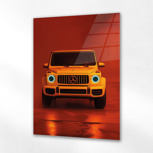 Mercedes G Serisi Cam Tablo – Turuncu Modern Arka Plan