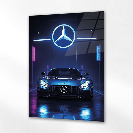 Mercedes AMG Cam Tablo – Neon Işıklar Gece Sahnesi