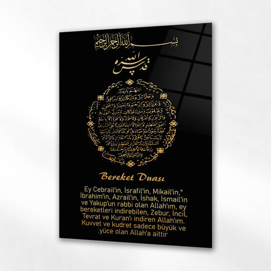 Bereket Duası Siyah Gold Hat Yazılı Cam Tablo
