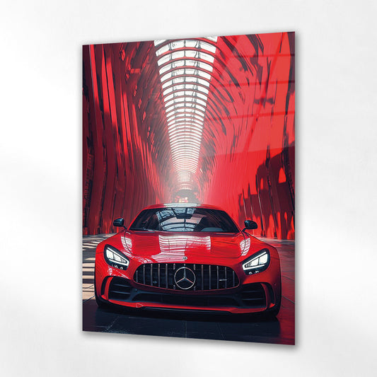 Mercedes AMG Kırmızı Tünel Cam Tablo