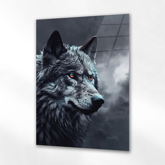 Kurt Portresi Karanlık Fon Milli Güç Cam Tablo