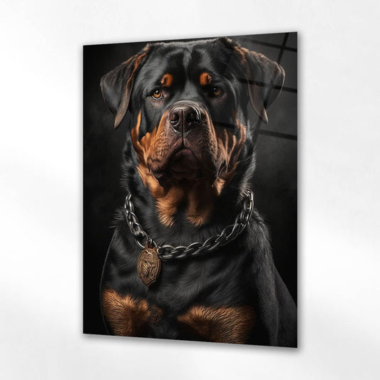 Kral Rottweiler Zincirli Cam Tablo