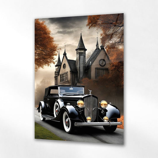 Lüks Vintage Klasik Araba Cam Tablo