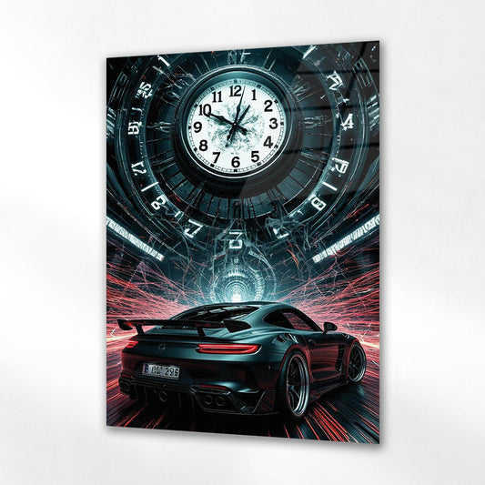 Porsche Zaman ve Hız Temalı Cam Tablo – Dinamik Tasarım