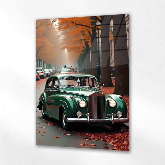 Vintage Rolls Royce Sonbahar Cam Tablo – Zamansız Lüks