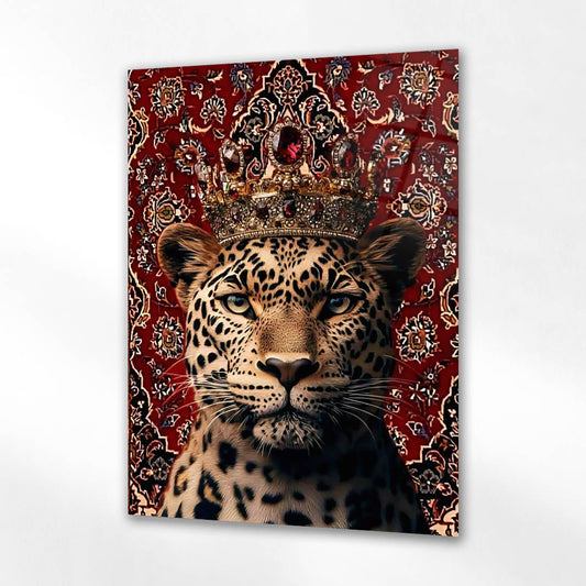 Kraliyet Leopar Desenli Premium Cam Tablo