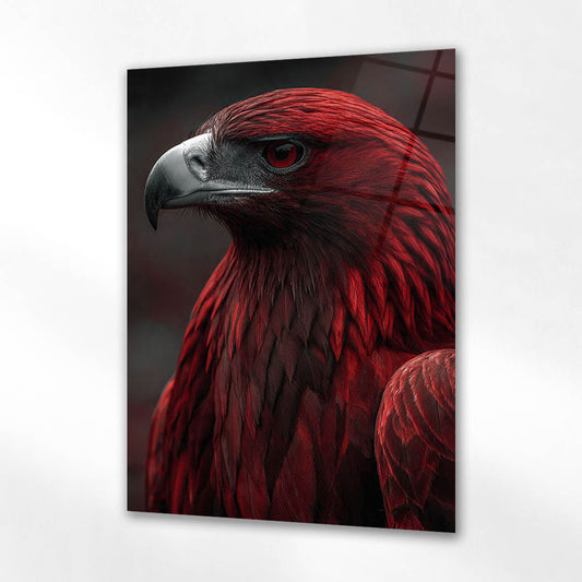 Kırmızı Kartal Asalet Portre Cam Tablo