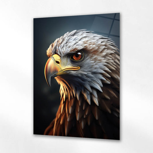 Kartal Yakın Plan Portre Cam Tablo
