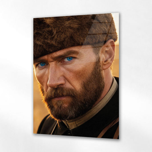 Atatürk Mavi Gözlü Sinematik Portre Cam Tablo