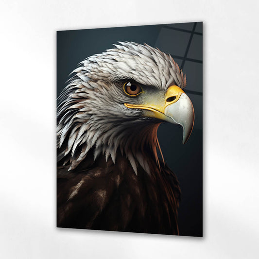 Kartal Yakın Detay Karanlık Fon Cam Tablo