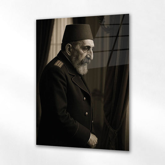 Sultan Abdülhamid Han Yaşlı Dönem Tarihi Portre Cam Tablo