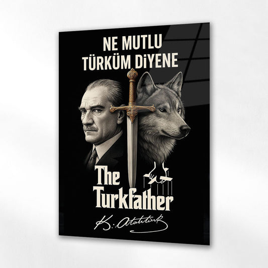 Ne Mutlu Türküm Diyene Atatürk Cam Tablo - 4 mm Temperli Cam Tablo - Ev, ofis dekorasyon