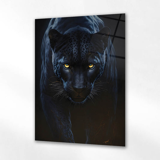Karanlık Panther Yakın Plan Cam Tablo