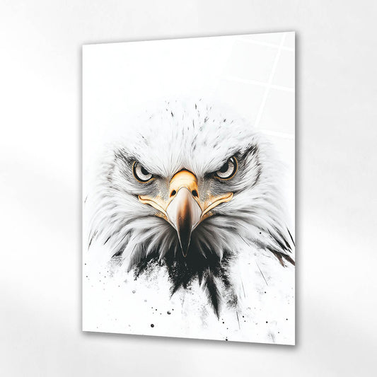 Beyaz Kartal Yakın Plan Cam Tablo