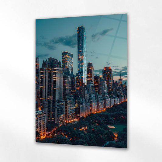 Central Park Manhattan Akşam Cam Tablo