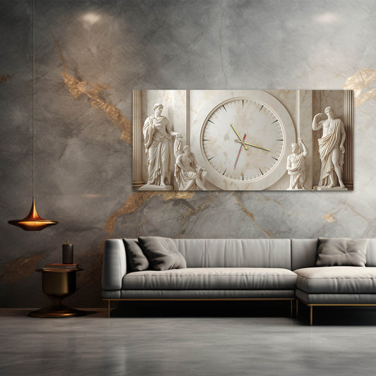 Roma Heykel Sanatı Modern Cam Tablo Saat