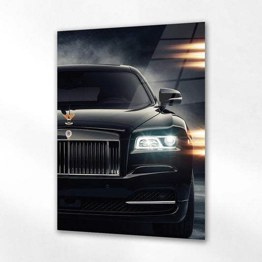 Rolls-Royce Cam Tablo – Lüks Otomobil Ön Görünüm ve Far Detayı