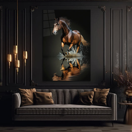 Horse Glass Wall Art, Tempered Glass Art, Panormic Wall Art, Animal Wall Decor
