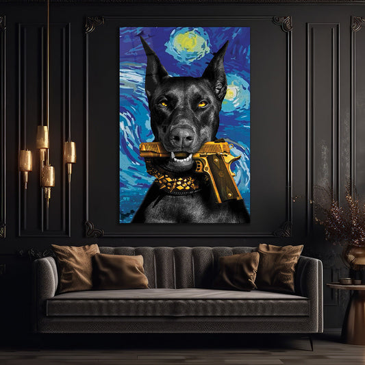 Van Gogh's with dog Glass wall art