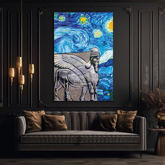 Van Gogh's Painting and a Symbolic Glass Wall Painting from Ancient Iraqi Artifacts