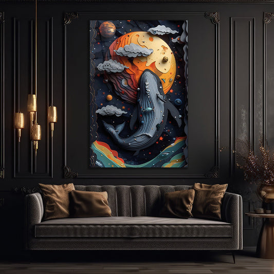 AI-Generated Whale and Ocean Glass Wall Art