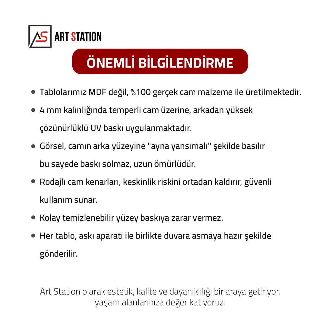 Atatürk Kurt Figürlü Milli Güç Cam Tablo - Ev, ofis dekorasyon