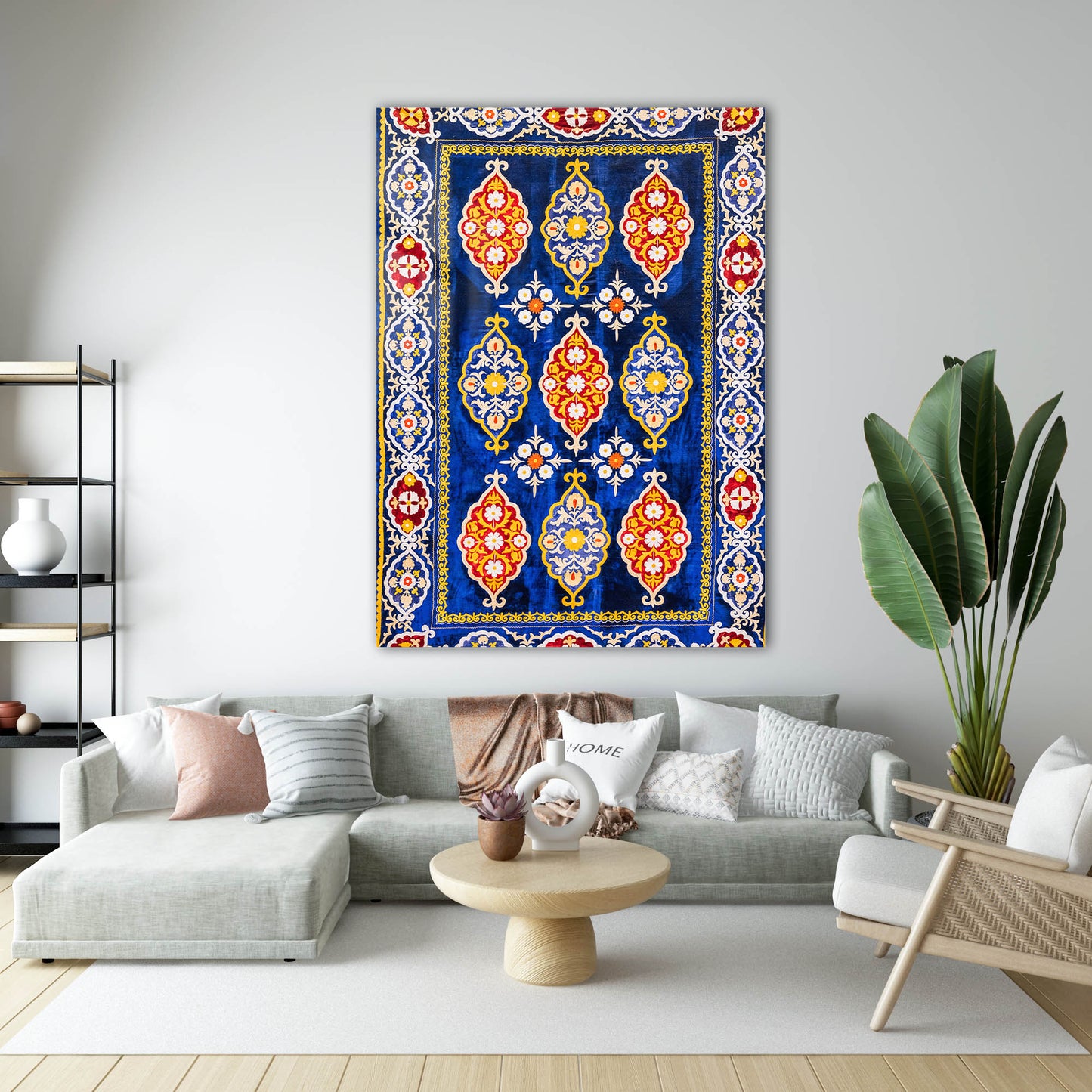Derin Mavi Geleneksel Anadolu Kilim Cam Tablo