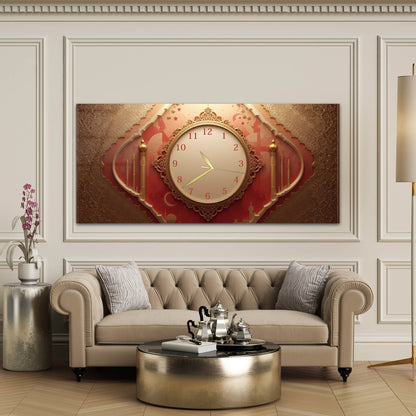 İslami Mimari Ve Mihrab Detaylı Gold Cam Saatli Tablo 4 mm