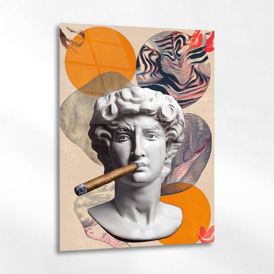 Puro İçen Davut Heykeli Pop Art Cam Tablo