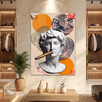 Puro İçen Davut Heykeli Pop Art Cam Tablo