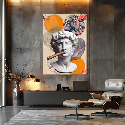 Puro İçen Davut Heykeli Pop Art Cam Tablo