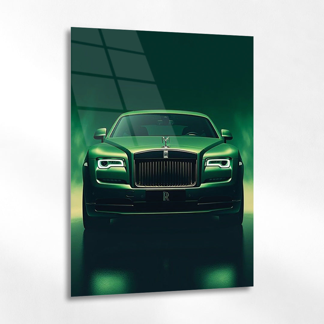 Rolls-Royce Cam Tablo – Yeşil Lüks Otomobil Ön Görünüm