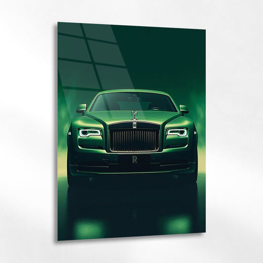 Rolls-Royce Cam Tablo – Yeşil Lüks Otomobil Ön Görünüm