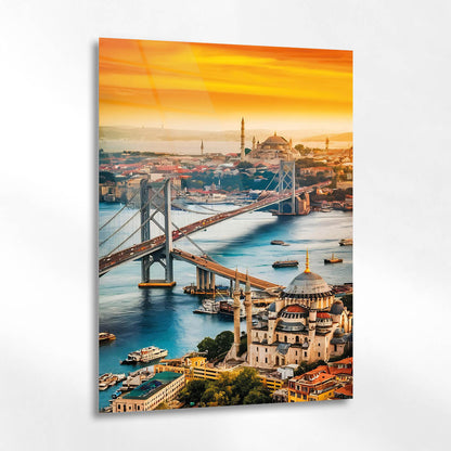İstanbul Boğaz Köprüsü Gün Batımı Cam Tablo