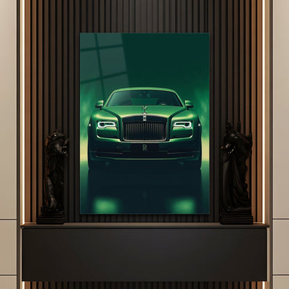 Rolls-Royce Cam Tablo – Yeşil Lüks Otomobil Ön Görünüm