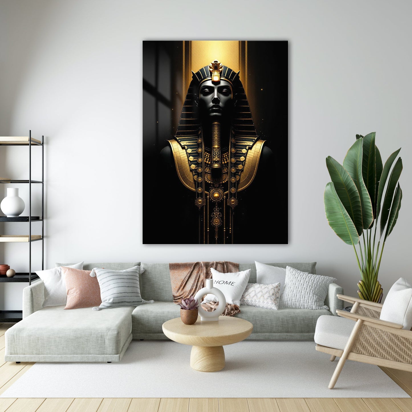 Altın Firavun Cam Tablo - 4 mm Temperli Cam Tablo - Ev, ofis dekorasyon