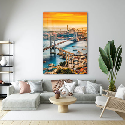 İstanbul Boğaz Köprüsü Gün Batımı Cam Tablo