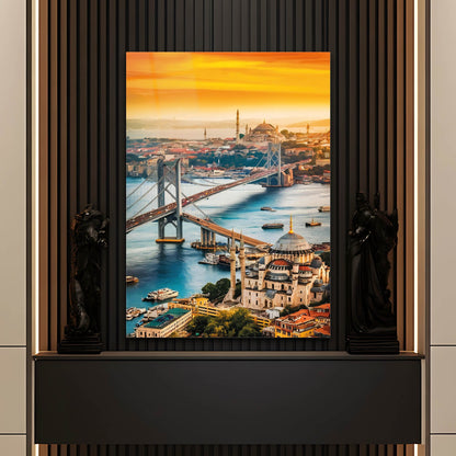 İstanbul Boğaz Köprüsü Gün Batımı Cam Tablo