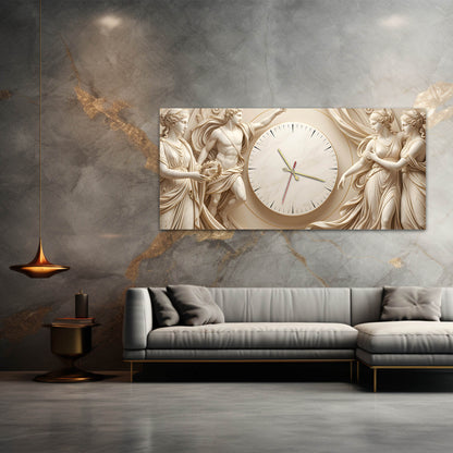 Klasik Sanat Duvar Dekorasyonu Cam Saatli Tablo