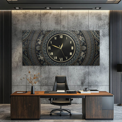 Lüks Desenli Modern Cam Saatli Tablo